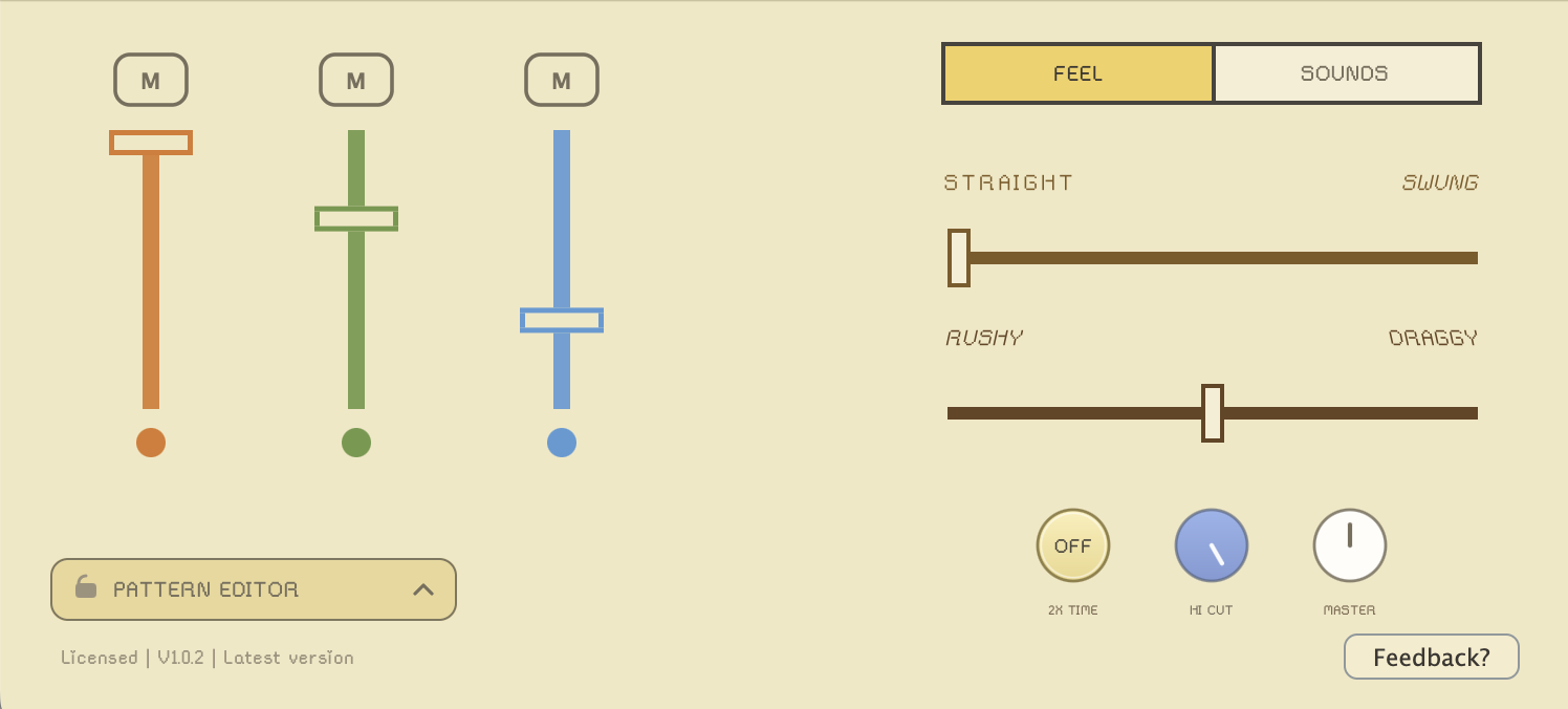 Pocket Click Feel view with swing and rush or drag controls
